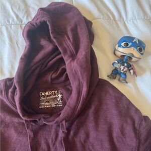 Faherty Organic Cotton layering Hoodie - Burgundy splash color